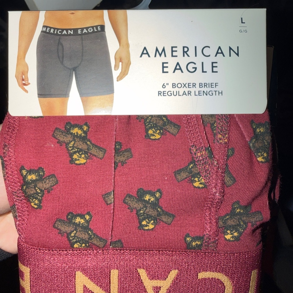 American Eagle Outfitters Maroon Boxer Briefs with Bear Print